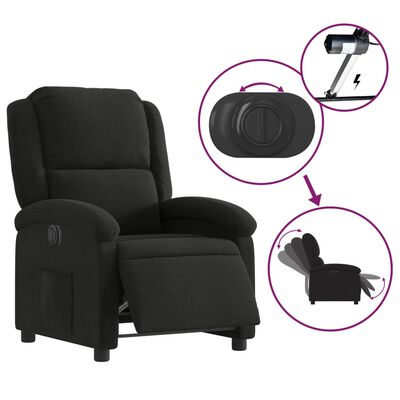 vidaXL Sillón reclinable eléctrico de tela negro