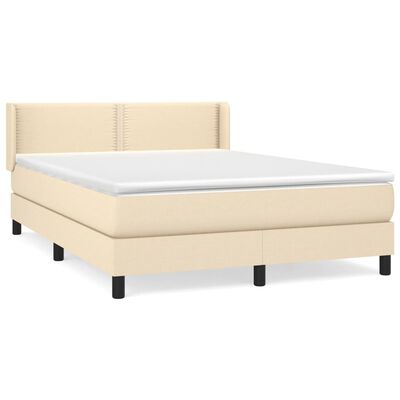 vidaXL Cama box spring con colchón tela color crema 140x200 cm