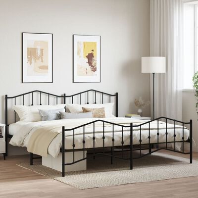 vidaXL Estructura cama sin colchón con estribo metal negro 193x203 cm