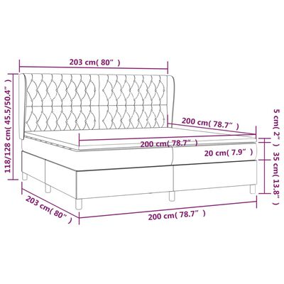 vidaXL Cama box spring con colchón tela negro 200x200 cm