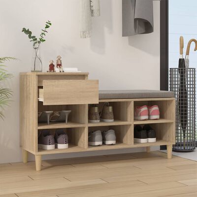 vidaXL Mueble zapatero madera contrachapada roble Sonoma 102x36x60 cm