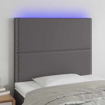 vidaXL Cabecero con luces LED cuero sintético gris 80x5x118/128 cm