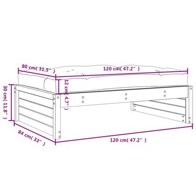 vidaXL Taburete de jardín madera maciza de pino gris 120x80 cm