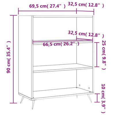 vidaXL Estantería madera de ingeniería negro 69,5x32,5x90 cm