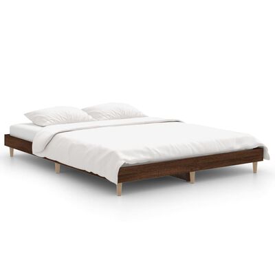 vidaXL Estructura de cama madera de ingeniería marrón roble 135x190 cm