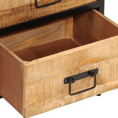 vidaXL Mesita de noche 2 cajones madera maciza mango rugosa 40x35x53cm