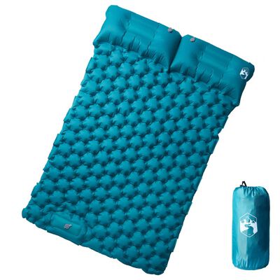 vidaXL Colchón de camping autoinflable con almohadas 2 personas azul