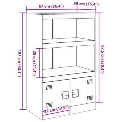 vidaXL Aparador de acero antracita 67x39x107 cm