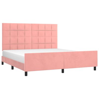 vidaXL Estructura de cama con cabecero de terciopelo rosa 180x200 cm