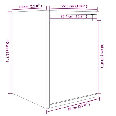 vidaXL Armario de pared 2 uds madera maciza de pino blanco 30x30x40 cm