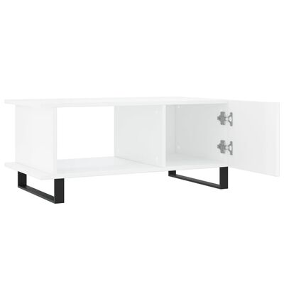 vidaXL Mesa de centro madera contrachapada blanco brillo 90x50x40 cm