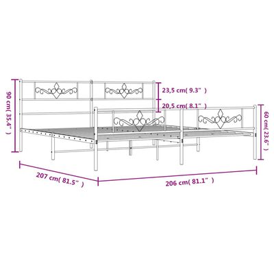 vidaXL Estructura cama sin colchón con estribo metal blanco 200x200 cm