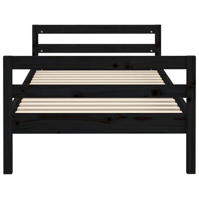 vidaXL Estructura de cama madera maciza de pino negro 90x190 cm