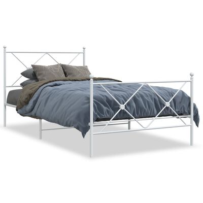 vidaXL Estructura cama sin colchón con estribo metal blanco 100x200 cm