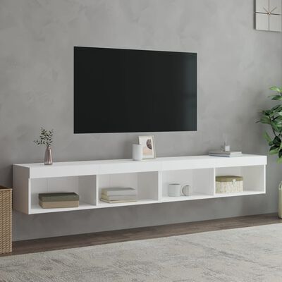 vidaXL Muebles de TV con luces LED 2 uds blanco 100x30x30 cm