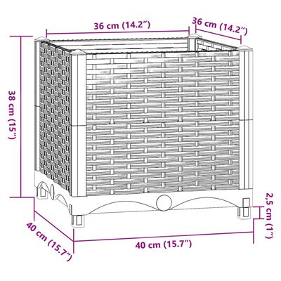 vidaXL Arriate polipropileno 40x40x38 cm