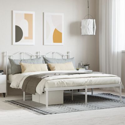 vidaXL Estructura de cama de metal con cabecero blanco 180x200 cm