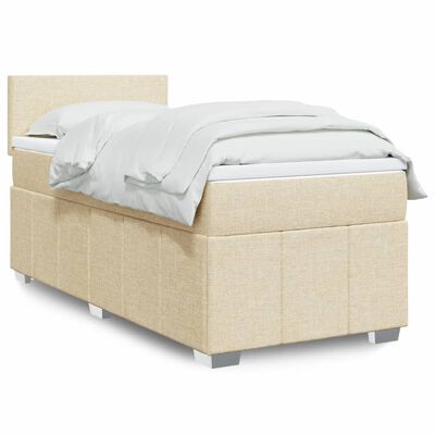 vidaXL Cama box spring con colchón tela color crema 80x200 cm