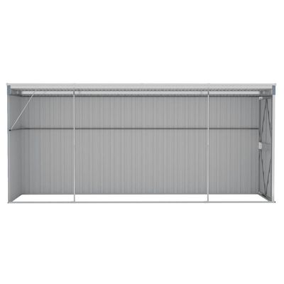 vidaXL Cobertizo de jardín pared acero galvanizado gris 118x382x178 cm