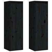 vidaXL Armarios de pared 2 uds madera maciza pino negro 30x30x100 cm