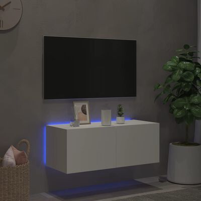 vidaXL Mueble de TV de pared con luces LED blanco 80x35x31 cm