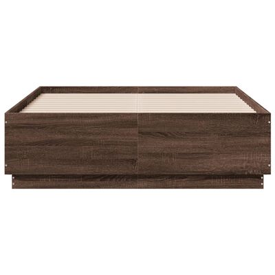 vidaXL Estructura cama con luces LED madera roble marrón 135x190 cm