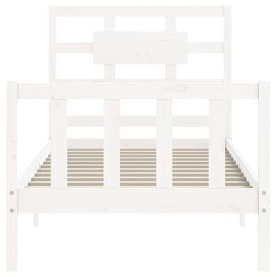 vidaXL Estructura de cama con cabecero madera maciza blanco 90x200 cm