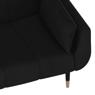 vidaXL Sofá cama de 2 plazas con dos almohadas terciopelo negro