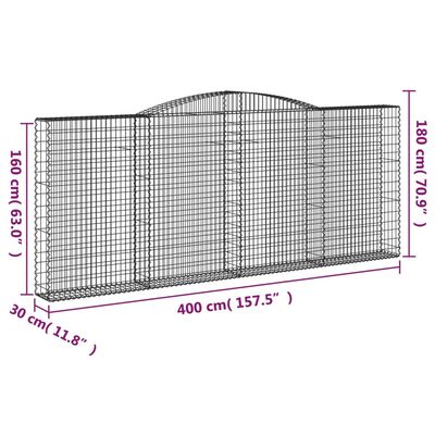 vidaXL Cestas gaviones 2 uds forma de arco hierro 400x30x160/180 cm