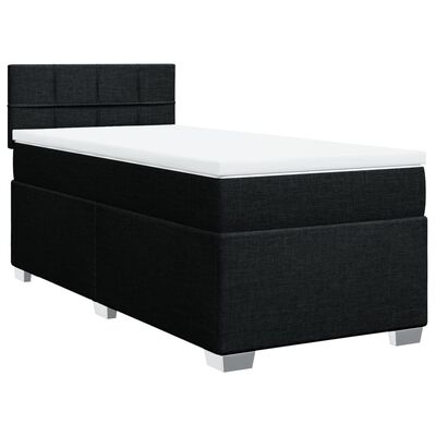 vidaXL Cama box spring con colchón tela negro 90x190 cm