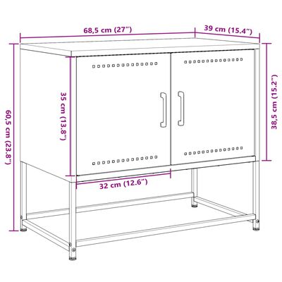 vidaXL Mueble para TV de acero verde oliva 68,5x39x60,5 cm