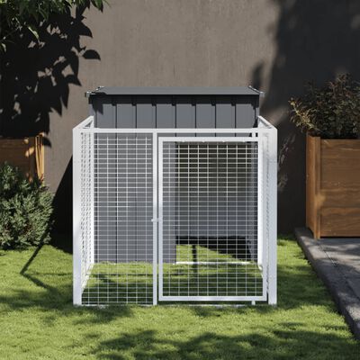 vidaXL Caseta perros con corral acero galvanizado gris 110x201x110 cm