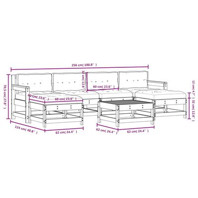 vidaXL Juego de muebles de jardín 7 pzas y cojines madera maciza gris