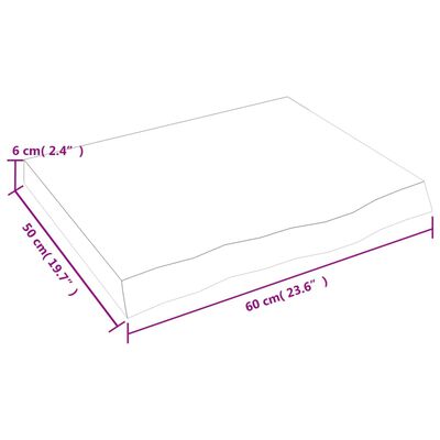 vidaXL Tablero de mesa madera maciza roble sin tratar 60x50x(2-6) cm