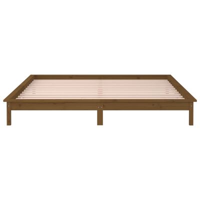 vidaXL Estructura de cama con LED madera maciza marrón miel 200x200 cm