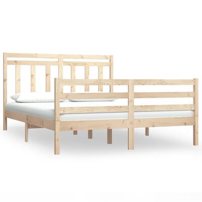 vidaXL Estructura de cama de matrimonio madera maciza 135x190 cm