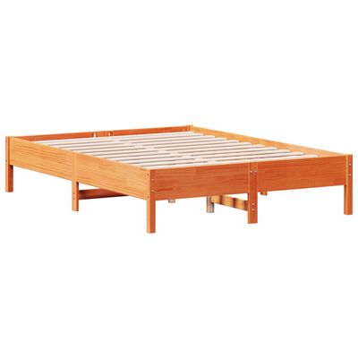 vidaXL Cama sin colchón madera maciza de pino marrón cera 140x190 cm