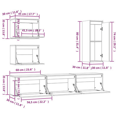 vidaXL Muebles para TV 6 piezas madera maciza de pino blanco