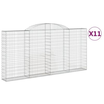 vidaXL Cestas gaviones 11 uds forma de arco hierro 300x30x140/160 cm