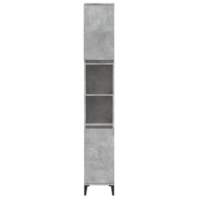 vidaXL Armario de baño madera contrachapada gris hormigón 30x30x190 cm