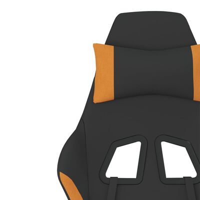 vidaXL Silla gaming de masaje con reposapiés tela negro y naranja