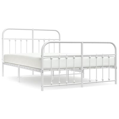 vidaXL Estructura cama sin colchón con estribo metal blanco 135x190 cm