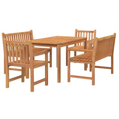 vidaXL Juego de comedor para jardín 5 piezas madera maciza de teca