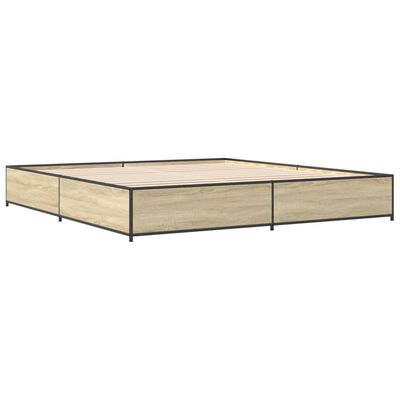 vidaXL Estructura cama madera ingeniería metal roble Sonoma 180x200 cm