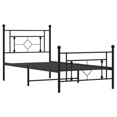 vidaXL Estructura de cama con cabecero y estribo metal negro 100x200cm