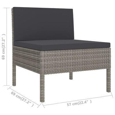 vidaXL Set de muebles de jardín 9 pzas y cojines ratán sintético gris