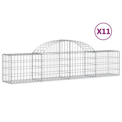 vidaXL Cestas de gaviones 11 uds forma de arco hierro 200x30x40/60 cm