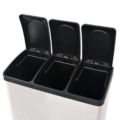 vidaXL Cubo de reciclaje y basura con pedal acero inoxidable 54 L