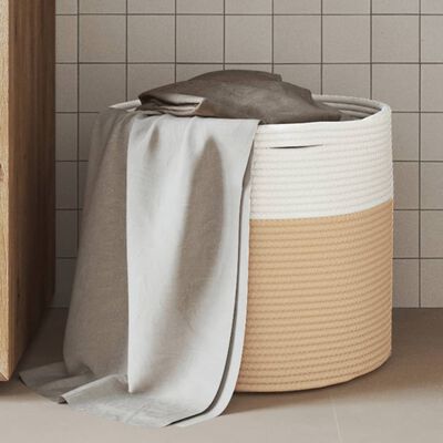 vidaXL Cesta de almacenaje algodón beige y blanco Ø40x35 cm