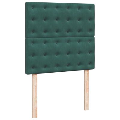 vidaXL Cama box spring con colchón terciopelo verde oscuro 90x190 cm